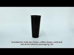 12oz 16oz PP Plastic Cups Custom Design Eco Friendly Black PP Plastic Drink Cups
