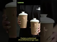 White Kraft Compostable Paper Cups Double Wall Takeaway Coffee Cups With Lids