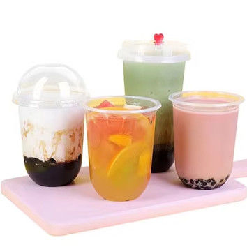 Coppe di plastica a forma di U, monouso, con logo personalizzato, 380ml, 500ml, 700ml