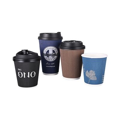 Leakproof Waterproof Kraft Paper Cups With Lids Coffee Tea Smoothies
