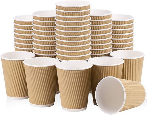 Leakproof Waterproof Kraft Paper Cups With Lids Coffee Tea Smoothies