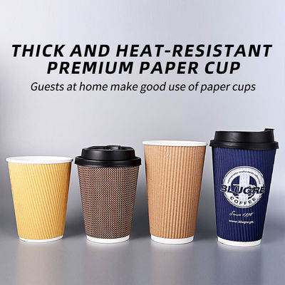 Professional 80mm Diameter Ripple Wall Paper Cups Waterproof With OEM ODM Service