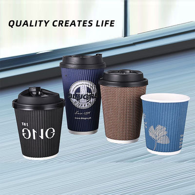 Thick Heat Resistant 12oz Ripple Cups Personalized Paper Cups