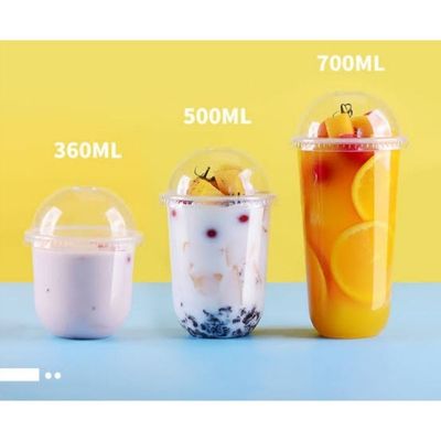 Cold Beverage Dessert U Shaped Plastic Cups With Logo Printing