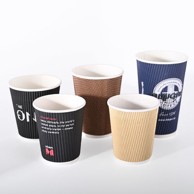 Disposable Recyclable Ripple Cups With Lids For Hot Drink Customer'S Logo Printing