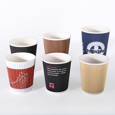 Disposable Recyclable Ripple Cups With Lids For Hot Drink Customer'S Logo Printing