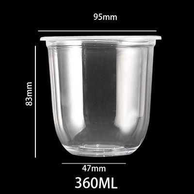 OEM U Shaped Plastic Cups With Lids For Tea Coffee Wine Juice Beverages