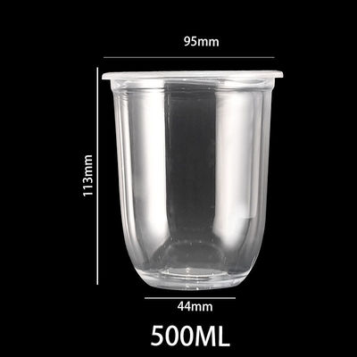 OEM U Shaped Plastic Cups With Lids For Tea Coffee Wine Juice Beverages