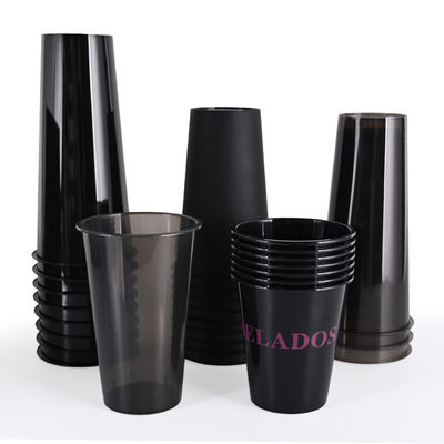 12oz 16oz PP Plastic Cups Custom Design Eco Friendly Black PP Plastic Drink Cups