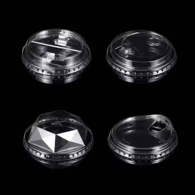 Disposable PET Plastic Cup Lids Clear Transparent For Coffee Yogurt Juice  Tea