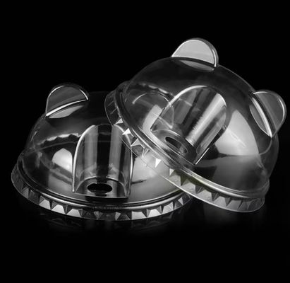 Transparent Panda Shape PET Clear Dome Lids For Convenient Juice Beverage Drinking