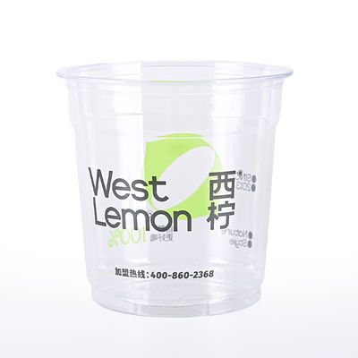 Recyclable Eco Friendly PET Plastic Cups With Strawless Lids Branded Logo For Tea Usage