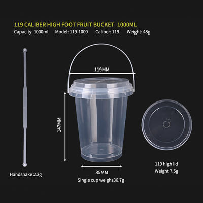 Take Out Disposable Eco Friendly Plastic Fruit Bucket Cups 5000pcs For Customized
