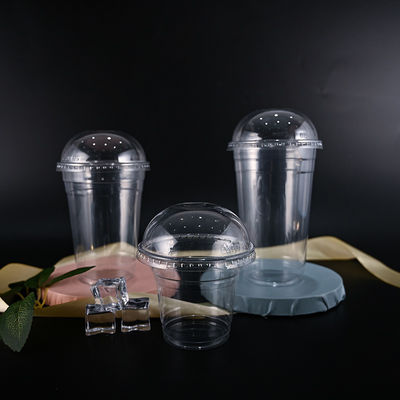 Portable Convenient 12 Oz Pet Cups 24 Oz Pet Plastic Cups With Straw 90mm Design