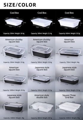 Disposable Plastic Sushi Food Container Black Base Clear Lid Microwave