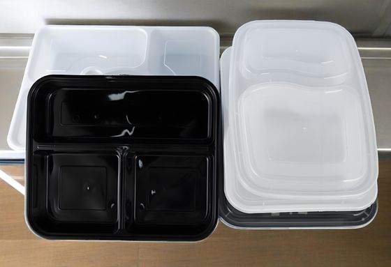 Disposable Microwave Safe PP Meal Prep Container 3 Compartment Tray