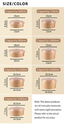 Rigid Salad Disposable Paper Food Packaging Kraft Paper Bowls For Safe Storage