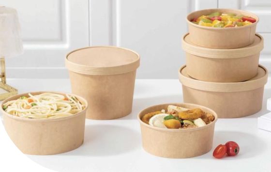 750/1000/1500/2000ml Disposable Paper Food Containers With High Dome Lid