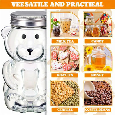 Hot-Selling 500ml Creative Bear Panda Shaped Plastic Drinks Container Milk Tea PET Juice Beverages Candy Bottle With Screw Cap