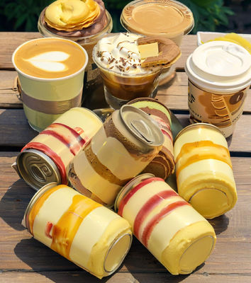 Wholesale Custom Logo Disposable Food Grade PET Canned Plastic Jars with Easy Open Lid Dessert and Cake Juice Cans for Beverage