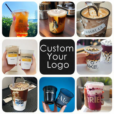 Custom Logo U Shape PP Plastic Cups 500ml Disposable Cold Drink Boba Tea Ice Coffee Clear Round Bottom Plastic Cups With Lids