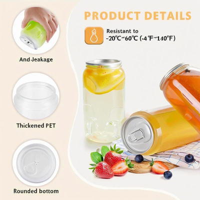 Hot 330ml PET Plastic Juice Bottles with Aluminum Pop Can Caps Disposable Leak-proof Clear Bottles for Juice Smoothies Coffee