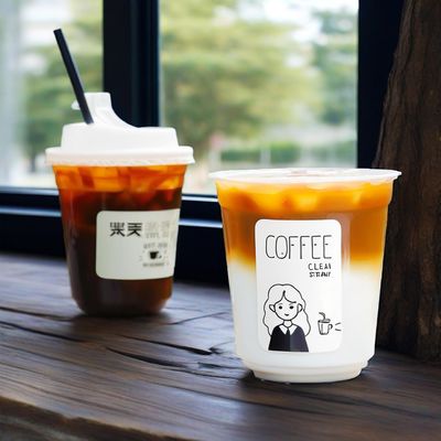 Customized PET Material 12-ounce U-shaped Coffee Cups Clear Disposable Boba Milktea Bubble Tea Plastic Cup with Lids