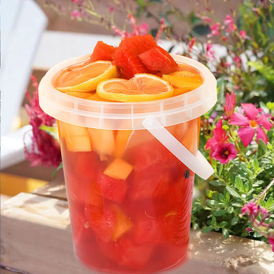 Disposable 1000ml Clear Plastic Bucket Portable Fruit Lemonade Juice Cup Handle Lid Bubble Tea Party Drinks Large Capacity