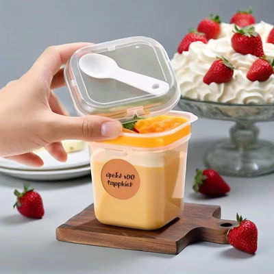 Custom Ice Cream Fruit Yogurt Smoothie Plastic Cup Mini Disposable Dessert Bucket Cups PET U Shaped Clear Parfait Cups with Lids