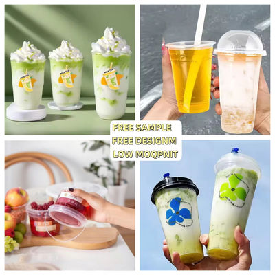 Custom Ice Cream Fruit Yogurt Smoothie Plastic Cup Mini Disposable Dessert Bucket Cups PET U Shaped Clear Parfait Cups with Lids