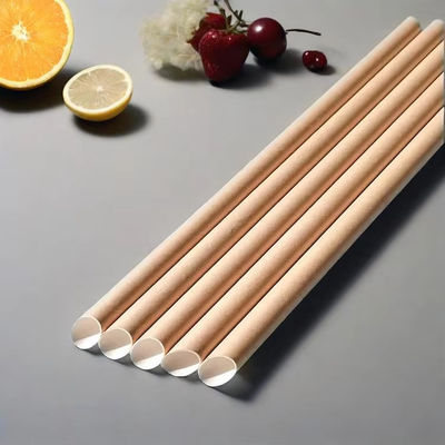 Wholesale Eco-Friendly 6mm*197 210 230 240mm Biodegradable Kraft Paper Straw Disposable Drinking Straw Wrapped Natural Material