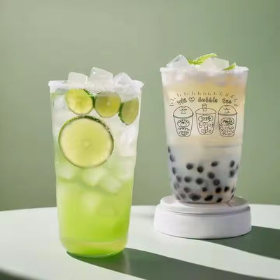 Custom 500ml U Shape PET Plastic Cups Disposable Cold Drink Boba Tea Coffee Cups Lids Hot Sale Logo Printed U Shape Plastic Cups