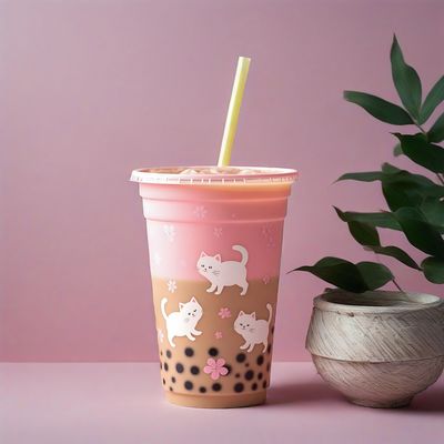 Clear PET Disposable Plastic Cold Drink Coffee Bubble Tea Tea Cups With Lids