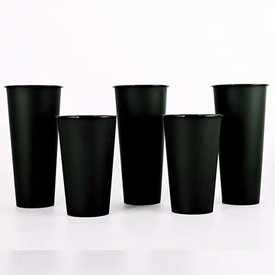 New Design Black Frosted Injection Cup 90mm Milktea Cup Coffee Take Away Cup Custom Printed