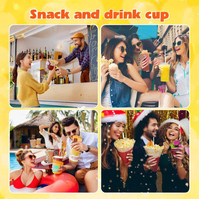 500ml 600ml 700ml Plastic 2 in 1 Snack and Drink Cup PP Container Cup With Snack Bowl