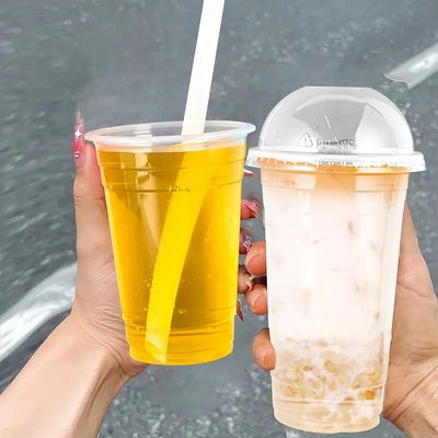Food Grade Takeout Cold Drink Cups Custom Logo Print 12oz PP Clear Bubble Tea Cups for Summer 