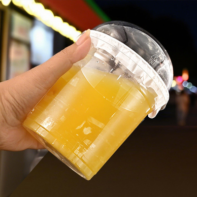 Personalized Disposable Clear Plastic Cup with Dome Lid PET Ice Cream Plastic Cold Drink Cups