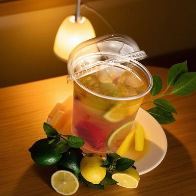 Personalized Disposable Clear Plastic Cup with Dome Lid PET Ice Cream Plastic Cold Drink Cups