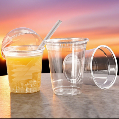 Personalized Disposable Clear Plastic Cup with Dome Lid PET Ice Cream Plastic Cold Drink Cups