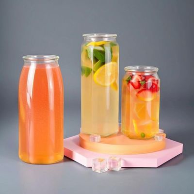 250ml 330ml 375ml 500ml Transparent PET Cans Full Open Lids Beverages Cola Coffee Soda Cream Can