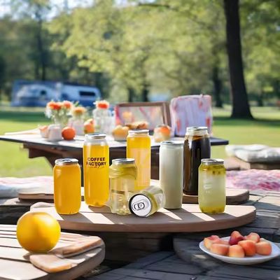 4oz 8oz 16oz clear Plastic Jars with Lids 250ml 330ml Cold Drinking Plastic Juice Bottles