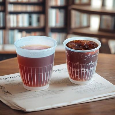 Custom 260ml 360ml Disposable Ice Cream Coffee Cups Corrugated Disposable PP Plastic Cold Drink Cup With Lids