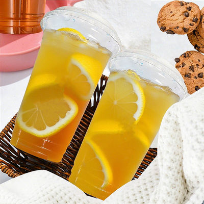 Custom Printed Logo Clear 16oz 32oz 98mm PET Transparent Disposable Cold Drink Plastic Cups
