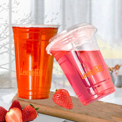 Custom Printed Logo Clear 16oz 32oz 98mm PET Transparent Disposable Cold Drink Plastic Cups