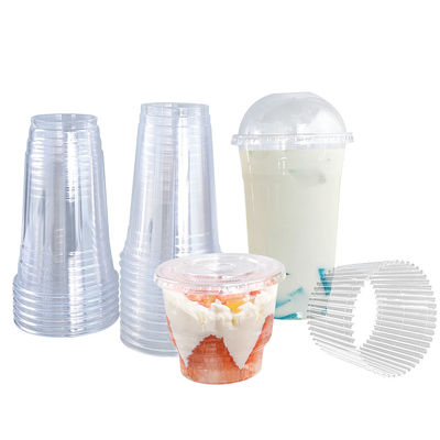 Custom Printed Logo Clear 16oz 32oz 98mm PET Transparent Disposable Cold Drink Plastic Cups