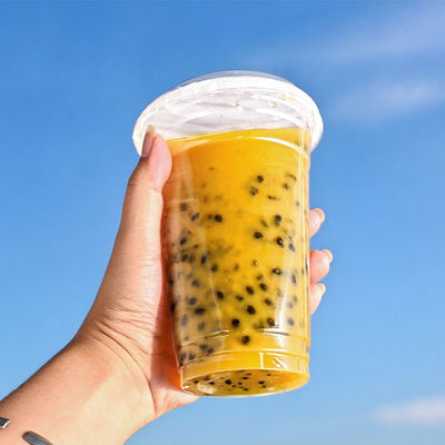 Custom Printed Logo Clear 16oz 32oz 98mm PET Transparent Disposable Cold Drink Plastic Cups