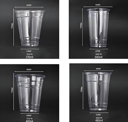 Custom Disposable PET Plastic Cups 96 Caliber 260ml 370ml 410ml 480ml Juice Drink Bubble Tea Cups