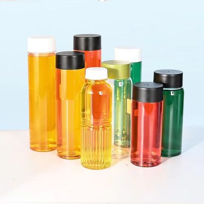 12Oz 16Oz French Round Empty PET Juice Bottle for Cold Brew Coffee Reusable Plastic Juice Bottles with Caps