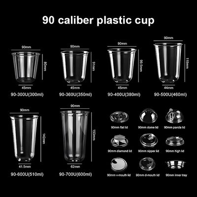 Factory Custom Printing logo Disposable Plastic Cups Soft clear Bubble Boba Tea Plastic Cup with Lid