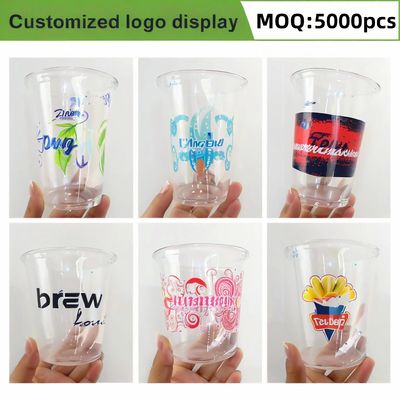 Lesense Custom logo Disposable Plastic Cups Soft clear Bubble Tea Plastic Cup with Lid Boba Juice Cup